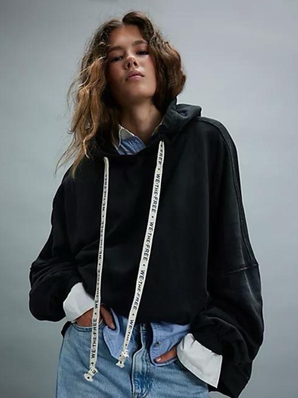 NWOT FREE PEOPLE WE THE FREE We Hoodie | Black MSRP $128 Size XS Oversized